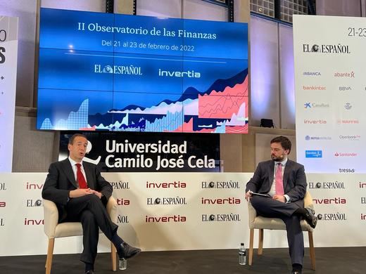 Gonzalo Gortázar, consejero delegado de CaixaBank, durante su intervención en el Observatorio de las Finanzas