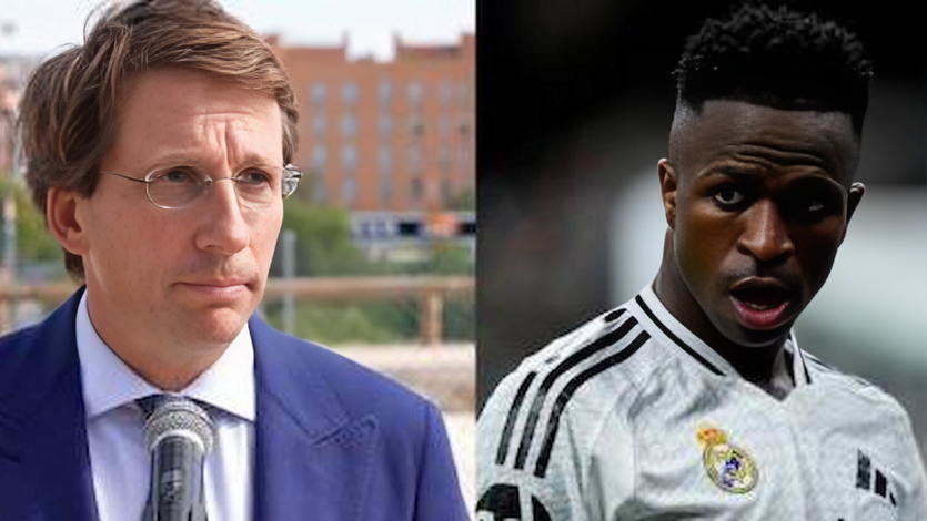 José Luis Martínez Almeida, alcalde de Madrid y  Vinicius José Paixão de Oliveira Júnior, futbolista del Real Madrid