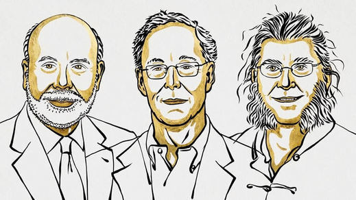 Los 3 premiados: Ben S. Bernanke, Douglas W. Diamond y Philip H. Dybvig