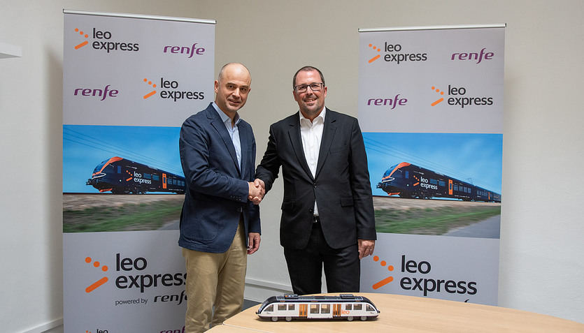 El presidente de Renfe, Raül Blanco y el CEO de Leo Express, Leo Köhler