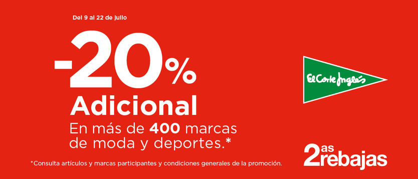 El Corte Inglés lanza las segundas rebajas con un 20% adicional en más de 400 marcas de moda y deportes