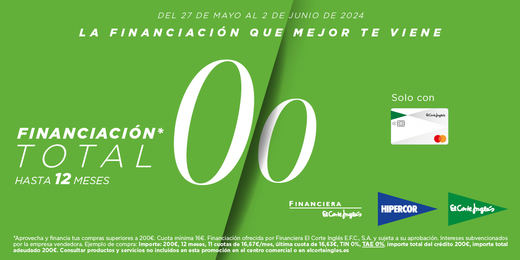 El Corte Inglés lanza 'Financiación Total 0,0' desde hoy y hasta el 2 de junio