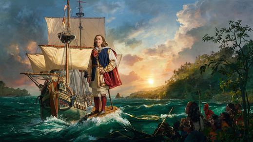 Cristóbal Colón llegando a América