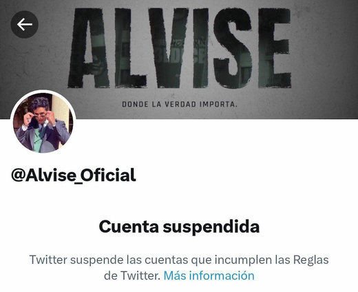 Captura del aviso de la cuenta suspendida de Alvise