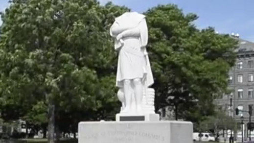 Decapitan una estatua de Cristóbal Colón en Boston