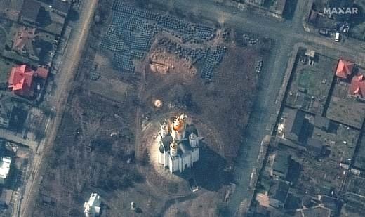 Foto satelital de la localidad de Bucha, cercana a Kiev