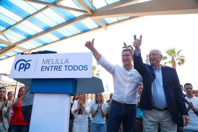 Juan José Imbroda, presidente de la ciudad autónoma de Melilla, y Alberto Núñez Feijóo