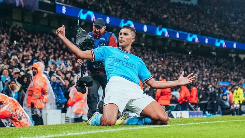 Rodri, del Manchester City, celebrando un gol