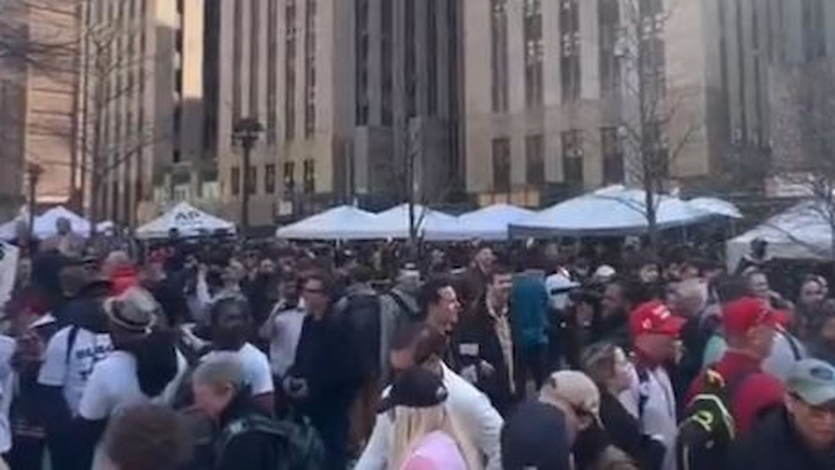 Manifestantes pro Trump en Manhattan