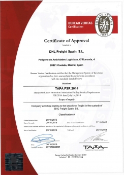 DHL obtiene la certificación de seguridad TAPA FSR 2014