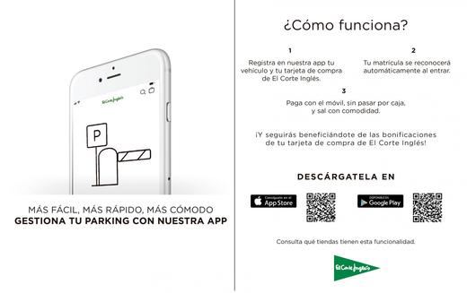 El Corte Inglés integra en su app el pago del parking sin pasar por el cajero