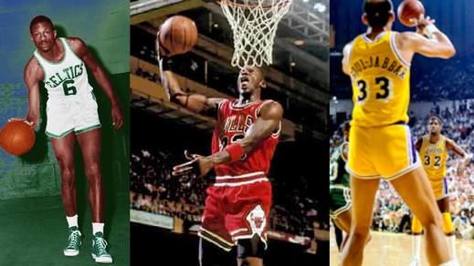 Bill Russell, Michael Jordan y Kareem Abdul Jabbar