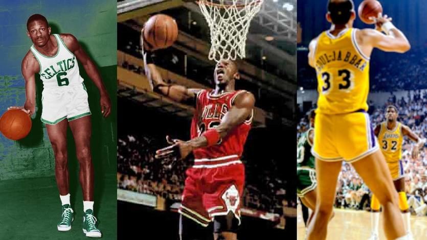 Bill Russell, Michael Jordan y Kareem Abdul Jabbar