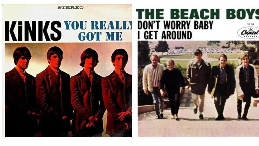 Portada de los sencillos de 'You really Got Me' de los Kinks y 'Don't Worry baby' de Beach Boys