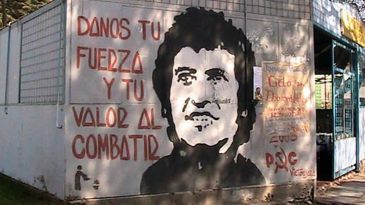 Grafiti con el rostro del cantautor chileno Víctor Jara