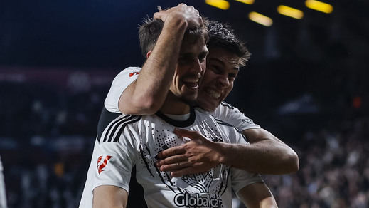 Jugadores del Albacete celebran un gol