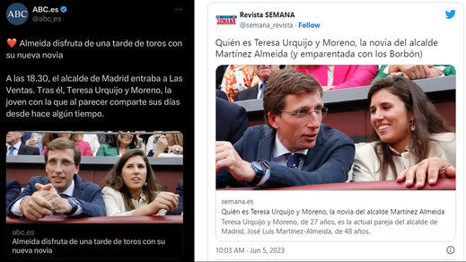 Almeida y Teresa Urquijo y Moreno, en Las Ventas