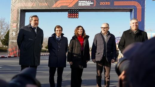 La presidenta de la Comunidad de Madrid, Isabel Díaz Ayuso, en la presentación de la vuelta de la Fórmula 1 a Madrid
