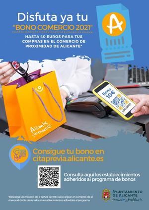 ‘Bonos Comercio 2021’ 10 euros de descuentos para gastarlos en los establecimientos de Alicante