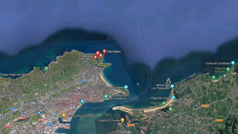 La zona de Cabo Mayor, en Google Maps