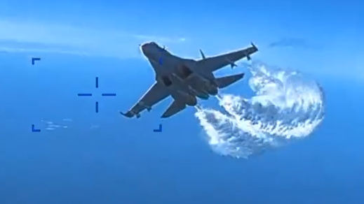 Imágenes del ataque del caza ruso al dron estadounidense