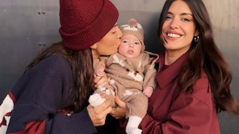 Dulceida y Alba Paul posando con su hija