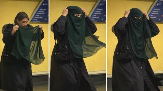 Fotos de la controversia con la supuesta Rebeca Alonso poniéndose un niqab