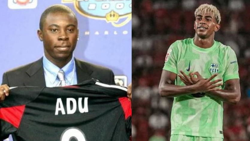 Freddy Adu, ex futbolista estadounidense y Lamine Yamal, futbolista español