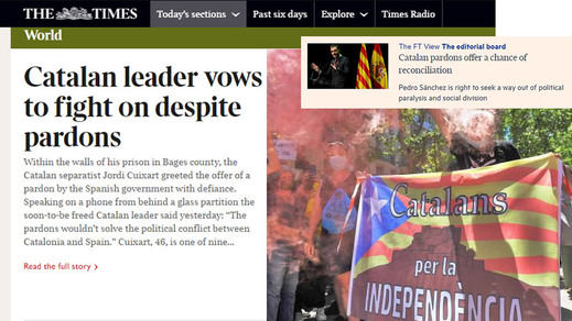 La prensa internacional avala los indultos a los presos catalanes y cree que es un 