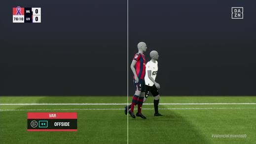 Ejemplo de un trazado digital de un fuera de juego automático