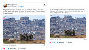 El selfie de la vergüenza: soldados israelíes posan ante las ruinas de Gaza