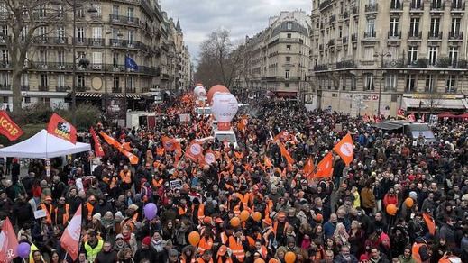 Manifestación en París contra la reforma de las pensiones