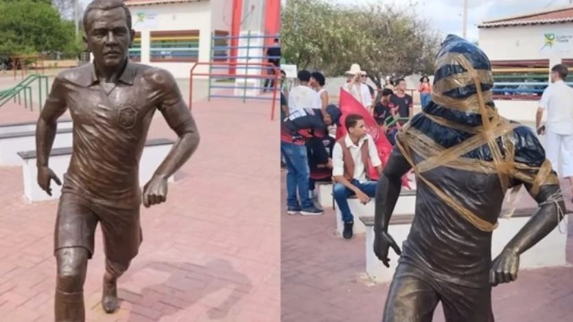 Estatua de Dani Alves en Brasil