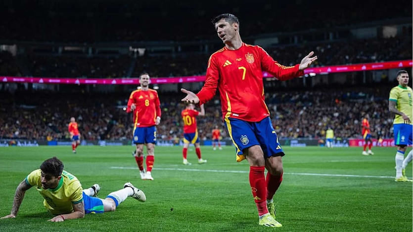 Morata, durante el partido España-Brasil