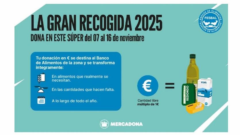 Mercadona se suma un año más a la gran recogida de alimentos organizada por Fesbal
