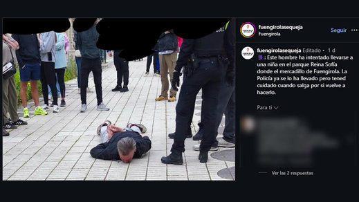 Publicación en Instagram de @Fuengirolasequeja sobre el finlandés detenido
