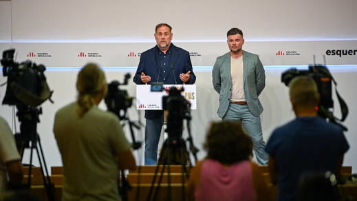 Oriol Junqueras y Gabriel Rufián, presidente y portavoz de la formación catalana, respectivamente
