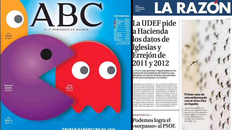 El comecocos de la portada de 'ABC' y el acoso fiscal a Podemos, en los kioscos de hoy