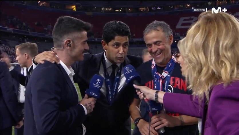 Luis Enrique con Nasser Al-Khelaifi en su entrevista para Movistar Plus