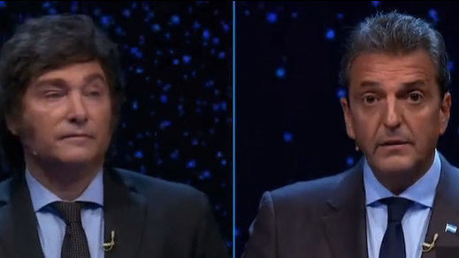 El 'peronista' Sergio Massa y el ultraliberal Javier Milei, en el debate