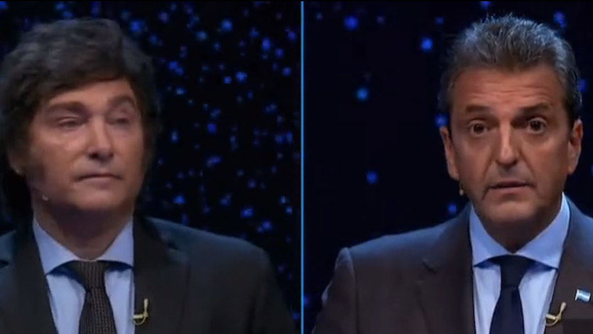 El 'peronista' Sergio Massa y el ultraliberal Javier Milei, en el debate