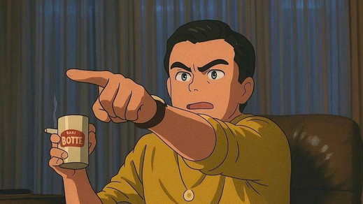 Meme estilo Ghibli de una escena de la película de Tarantino 'Érase una vez en Hollywood'