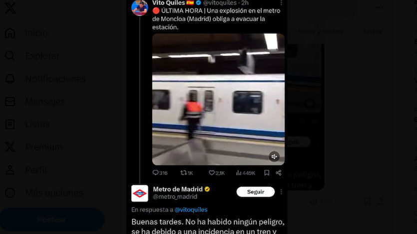 Mensajes sobre explosión en el Metro