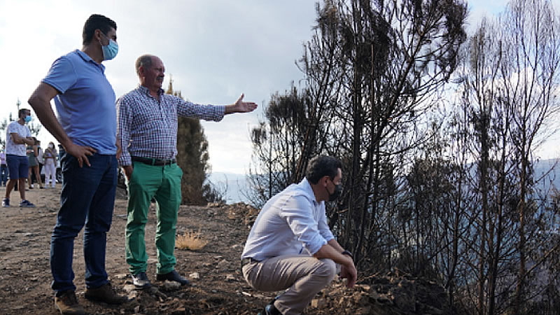 El presidente de la Junta de Andalucía, Juanma Moreno, visita la zona afectada