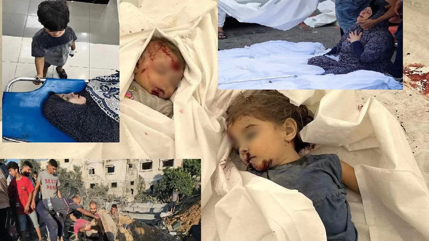 Imágenes proporcionadas por la Autoridad Palestina con niños y civiles fallecidos por los ataques israelíes