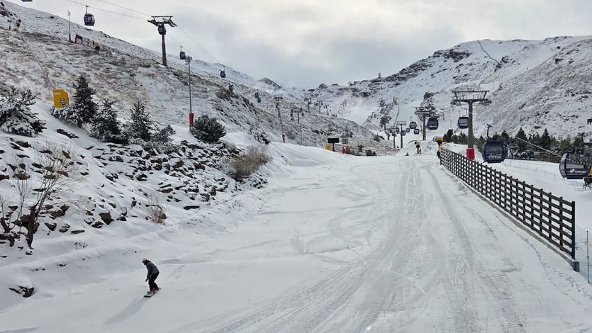 Esquiadores en Sierra Nevada, Granada