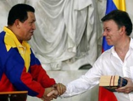 Chávez y Santos se reúnen en Caracas