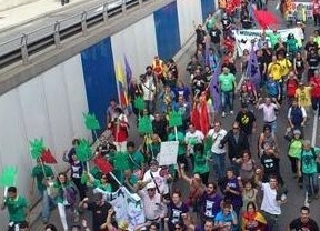 Una de las marchas a su llegada a Oviedo