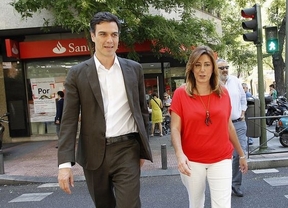 El paseíllo de Susana Díaz y Pedro Sánchez: el nuevo líder del PSOE rinde pleitesía a su principal valedora