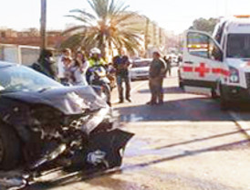 Heridas tres personas en Águilas en un accidente de tráfico a la entrada del municipio